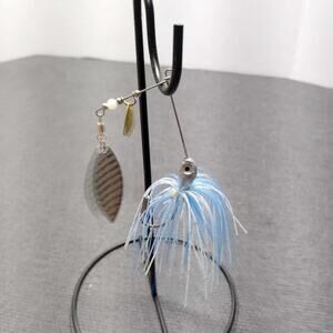Fishing Spinnerbait Lure Blue White Skirt Silver Blade Bass Pike Lure New NWOT